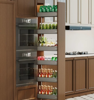 Tall cabinet pullout basket